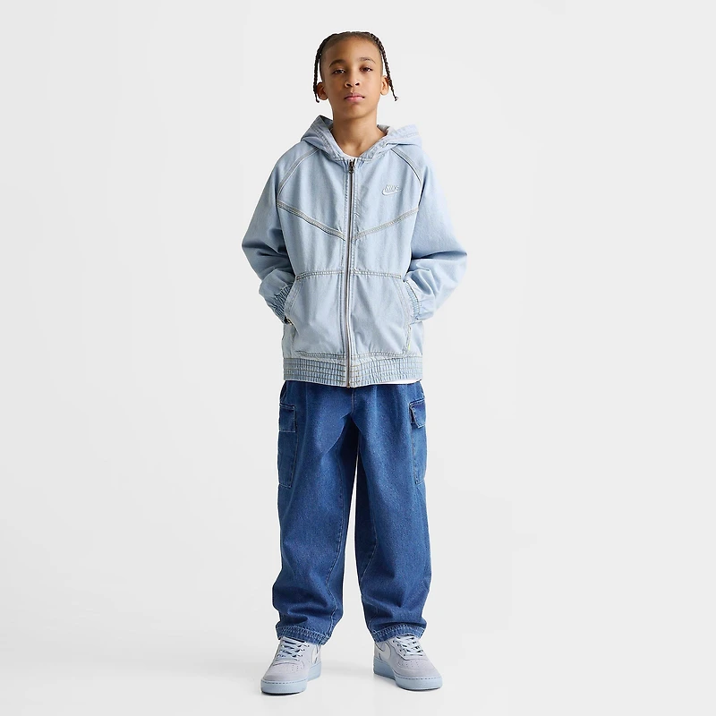 Big Kids' Nike Sportswear Collection Full-Zip Hooded Denim Jacket
