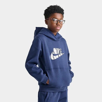 Big Kids' Nike Sportswear Club Fleece Foil Pullover Hoodie