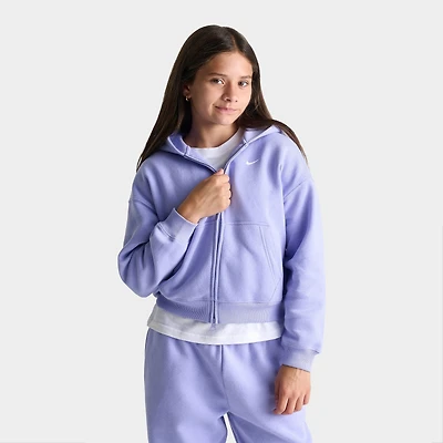 Girls' Big Kids' Nike Sportswear Studio Fleece Oversized Full-Zip Hoodie