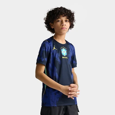 Big Kids' Jordan Brazil 26 Stadium Away Dri-FIT Replica Soccer Jersey