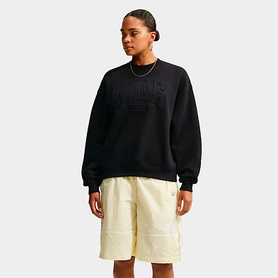 Women's Nike Studio Fleece Medium Weight "Graphic Pack" Embossed Oversized Crewneck Sweatshirt