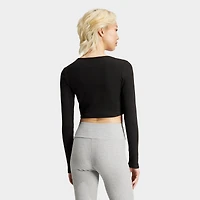 Women's adidas Essentials Lifestyle Ribbed Cropped Long-Sleeve T-Shirt
