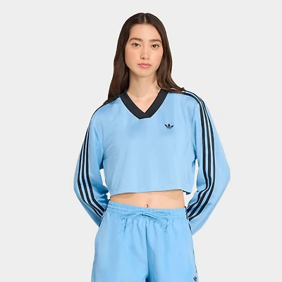 Women's adidas Originals adicolor Soccer Jacquard Long-Sleeve Crop T-Shirt