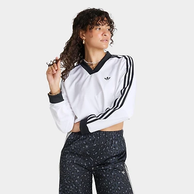 Women's adidas Originals adicolor Football Jacquard Long-Sleeve Crop Top