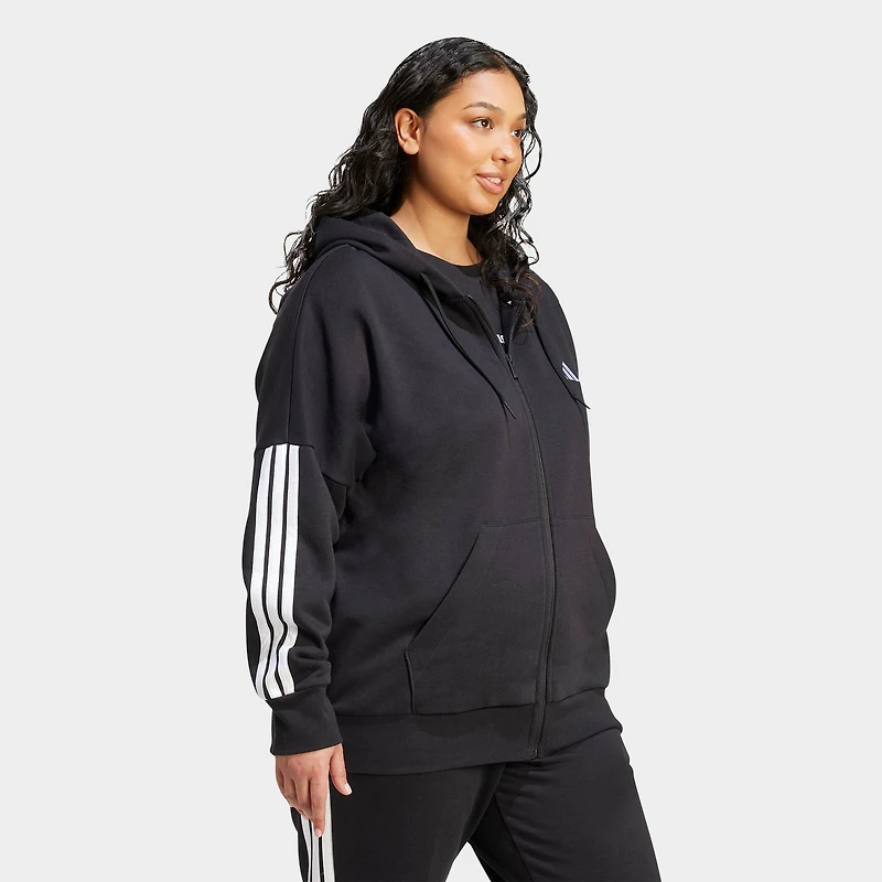 Women's adidas Essentials 3-Stripes Fleece Full-Zip Hoodie (Plus Size)