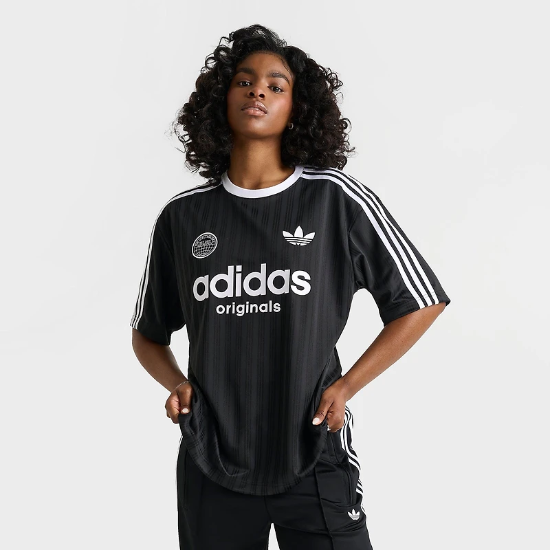 Women's adidas Originals 3 Stripes Oversized Soccer Jersey T-Shirt