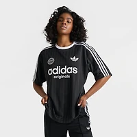 Women's adidas Originals 3 Stripes Oversized Soccer Jersey T-Shirt