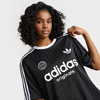 Women's adidas Originals 3 Stripes Oversized Soccer Jersey T-Shirt