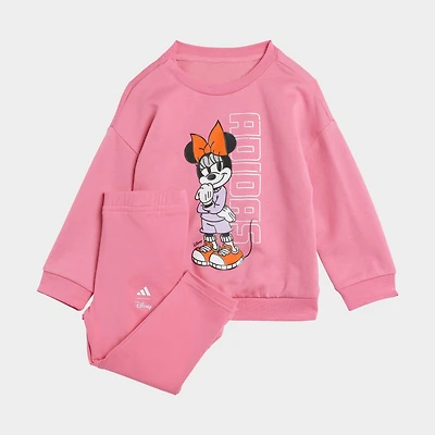 Girls' Infant and Toddler adidas x Disney Minnie Mouse Crewneck Sweater Joggers Pants Set