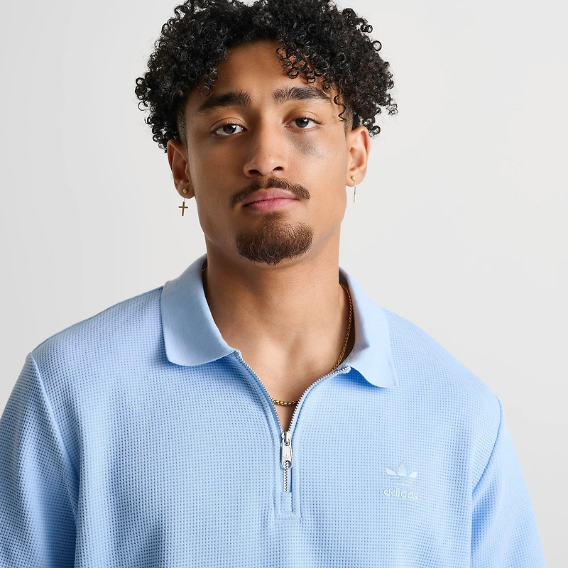 Men's adidas Originals Trefoil Essentials Waffle Zip Polo Shirt