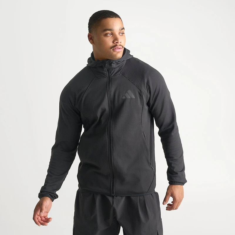 Men's adidas TERREX Xperior Climawarm+ Ventknit Fleece Full-Zip Hooded Jacket