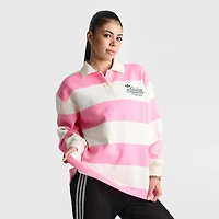Women's adidas Originals Striped Long-Sleeve Collar Crewneck Sweatshirt