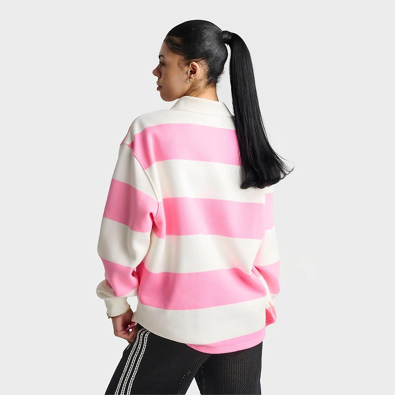Women's adidas Originals Striped Long-Sleeve Collar Crewneck Sweatshirt