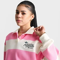 Women's adidas Originals Striped Long-Sleeve Collar Crewneck Sweatshirt