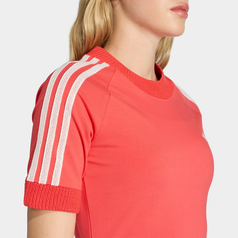 Women's adidas Originals Cali Knitted Crochet Details T-Shirt 