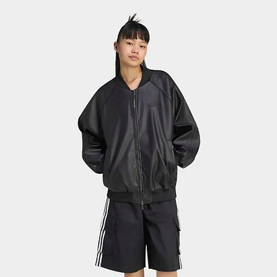 Women's adidas Originals Pleather Superstar Oversized Full-Zip Track Top