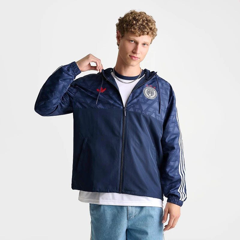 Men's adidas Originals Jacquard Print Soccer Lifestyle Windbreaker Jacket