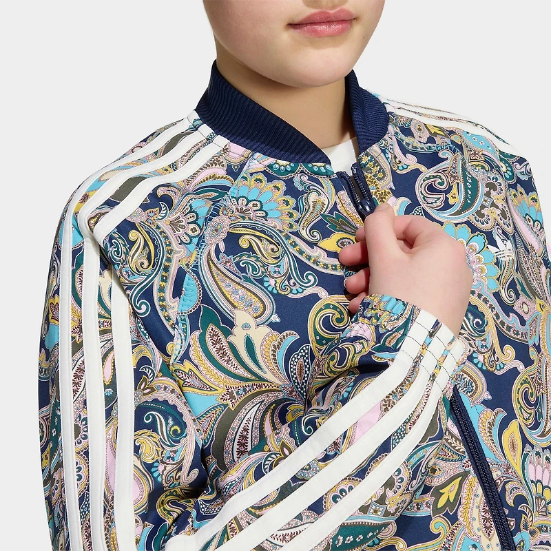 Girls' Big Kids' adidas Originals Superstar Loose Cropped Paisley Full-Zip Track Top