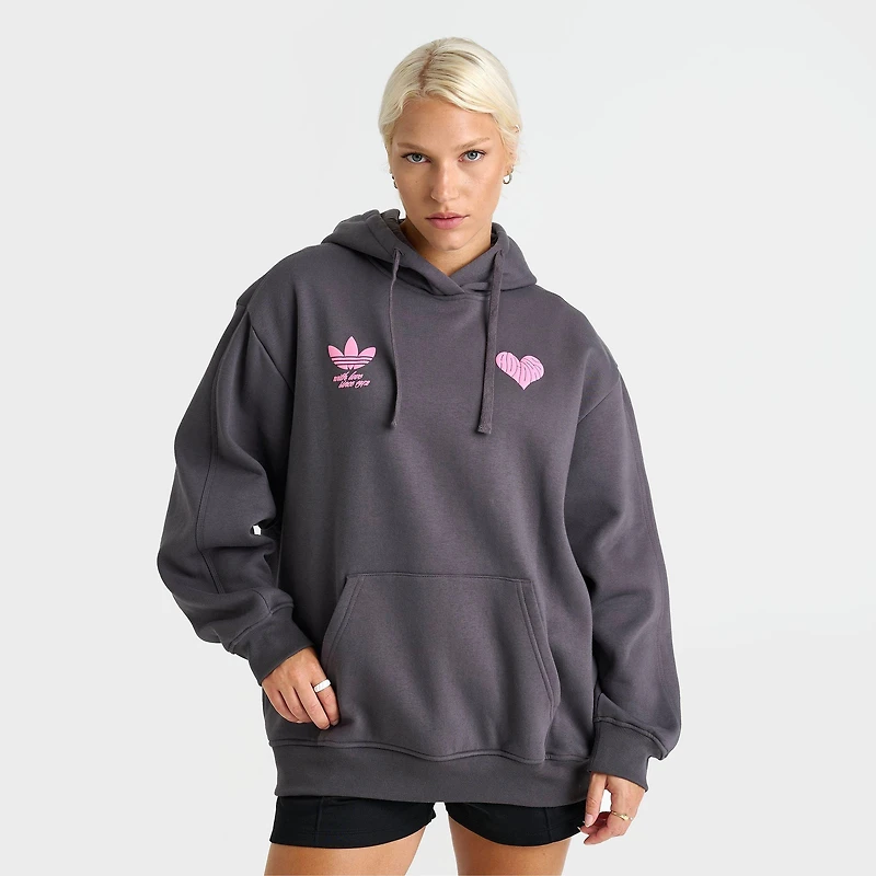 Women's adidas Originals Bubble Heart Oversized Pullover Hoodie