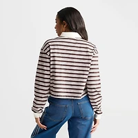 Women's adidas Originals Striped OVZD Long-Sleeve Polo T-Shirt