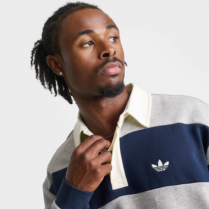Men's adidas Originals Panel Cut Striped Rugby Shirt