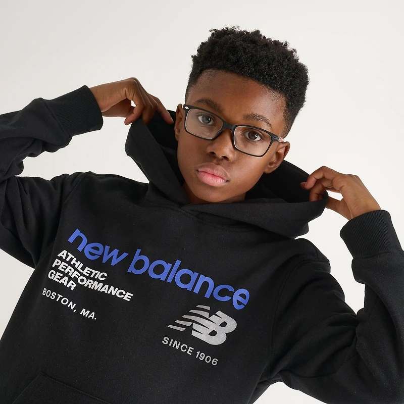 Big Kids' New Balance Linear Logo Pullover Hoodie