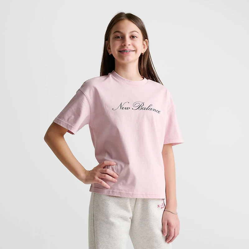 Girls' Big Kids' New Balance Bow Shoelace Graphic Boyfriend T-Shirt