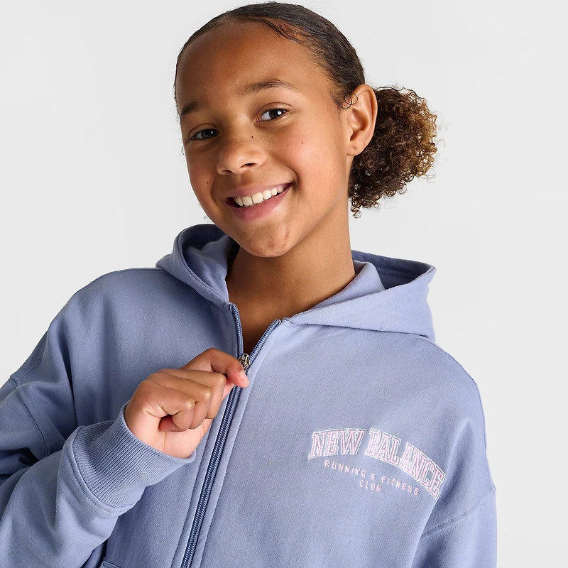 Girls' Big Kids' New Balance Club Fleece Cropped Full-Zip Hoodie
