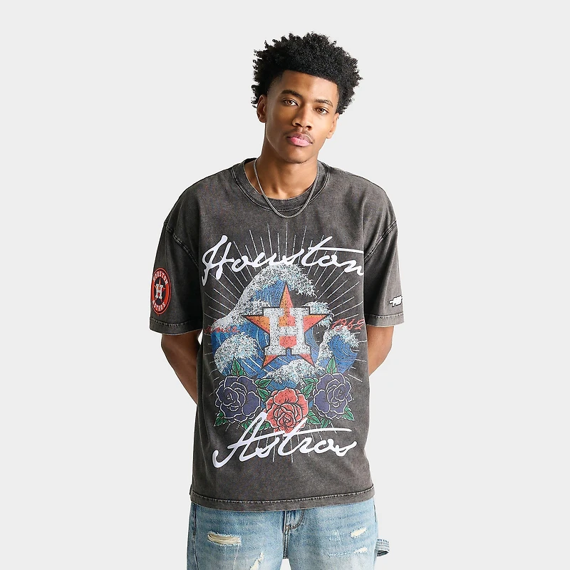 Men's Pro Standard Houston Astros MLB Wave And Roses Graphic T-Shirt