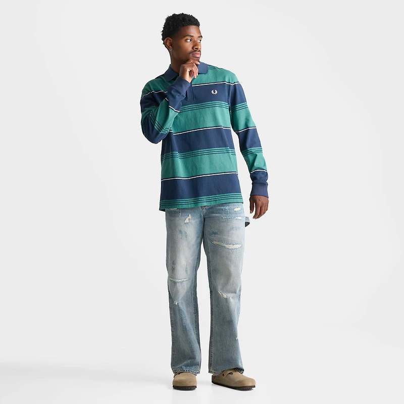 Men's Fred Perry Heavyweight Striped Long-Sleeve Polo Shirt