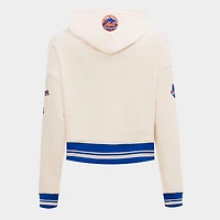 Women's Pro Standard New York Mets MLB Retro Classic Fleece Cropped Pullover Hoodie