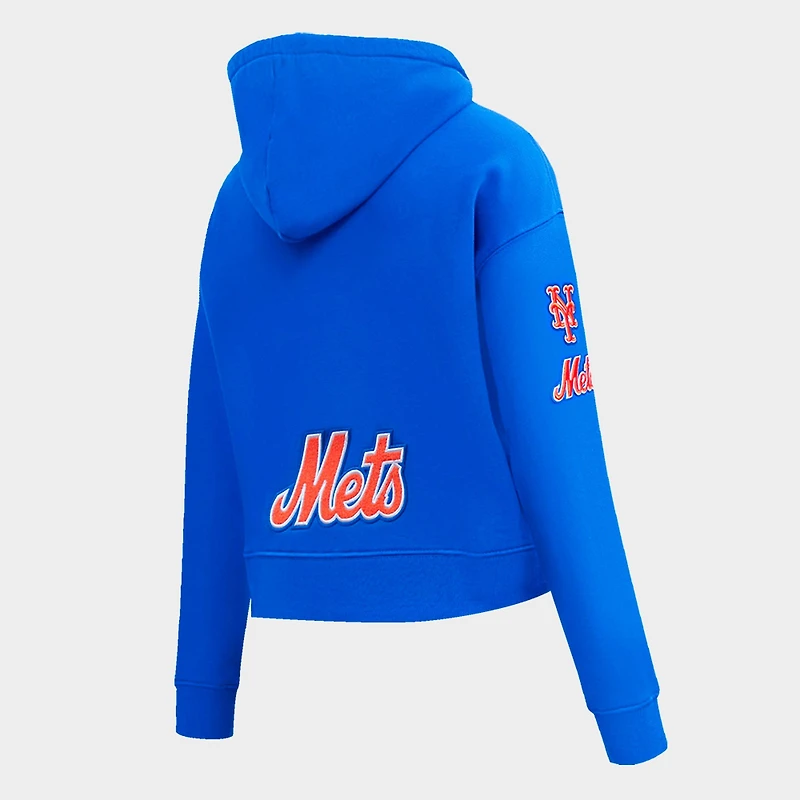 Women's Pro Standard New York Mets MLB Classic Fleece Cropped Pullover Hoodie
