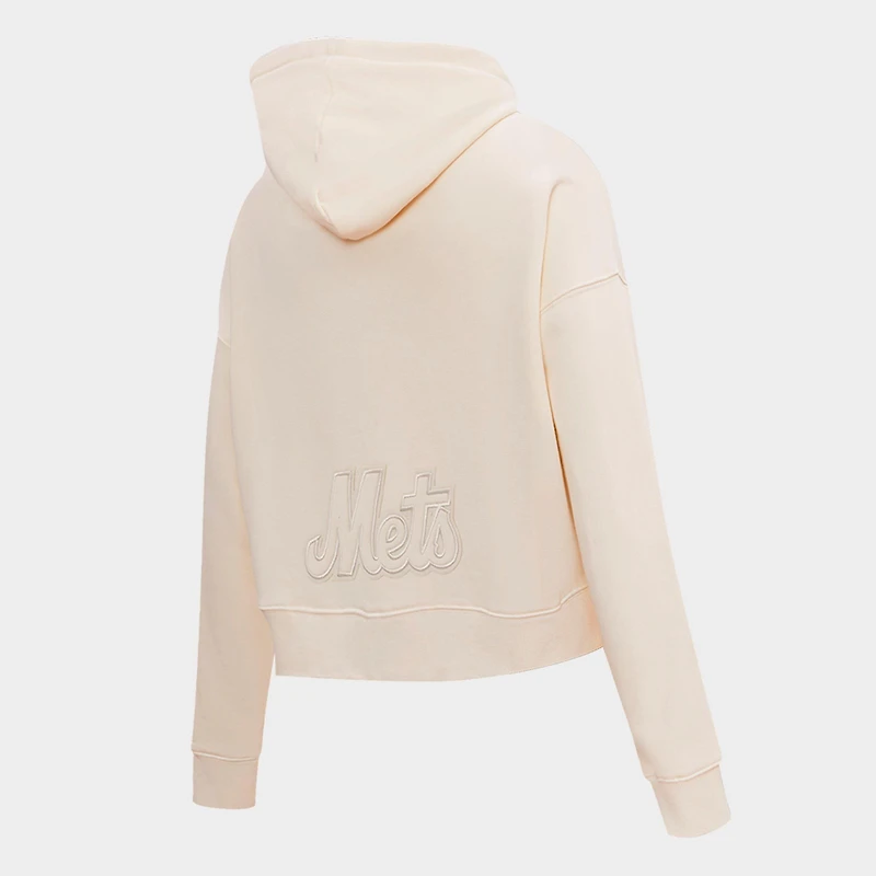 Women's Pro Standard New York Mets MLB Neutral Fleece Cropped Pullover Hoodie