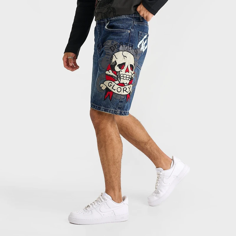 Men's Ed Hardy Death or Glory Denim Shorts