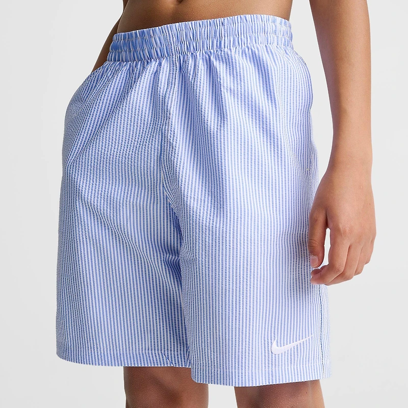 Big Kids' Nike Seersucker Ripple Brief-Lined 7" Volley Swim Shorts
