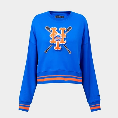 Women's Pro Standard New York Mets MLB Mashup Rib Crewneck Sweatshirt