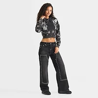 Women's Smoke Rise Amber Skull Cropped Fleece Hoodie