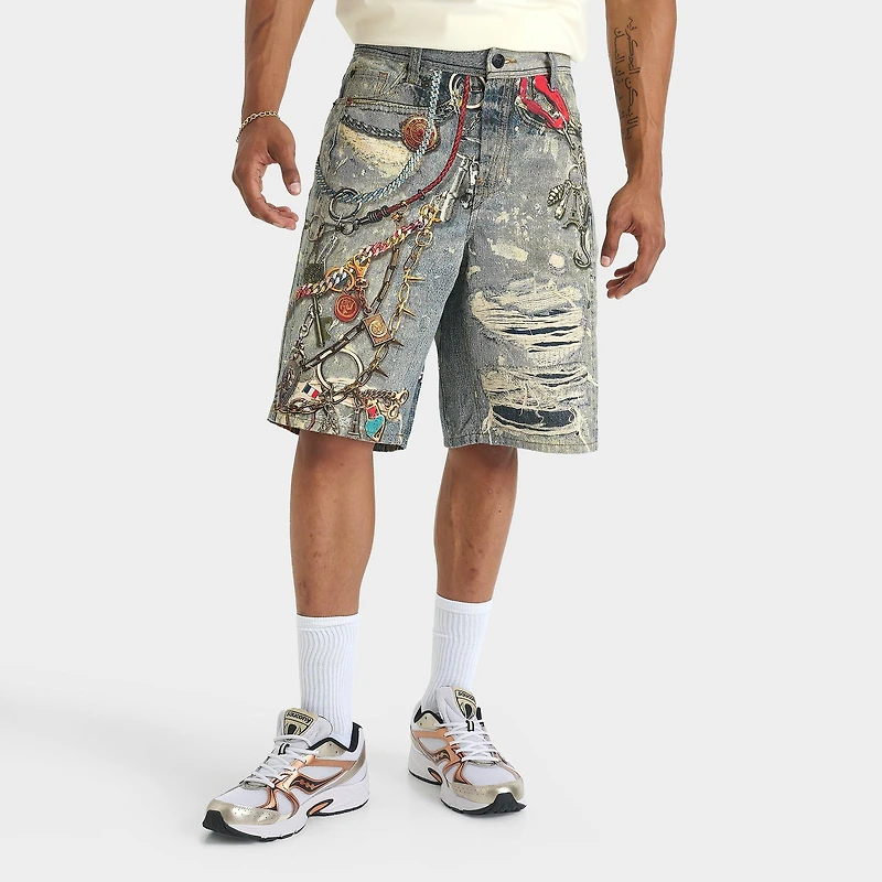 Men's PREME Chain Baggy Denim Jean Shorts