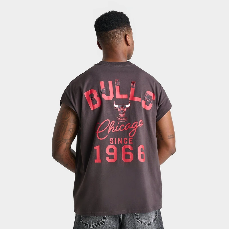 Men's Mitchell & Ness Chicago Bulls NBA Staggered Zap Cut-Off Top