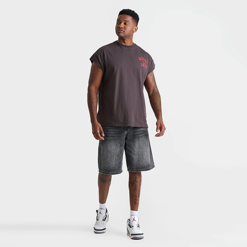 Men's Mitchell & Ness Chicago Bulls NBA Staggered Zap Cut-Off Top