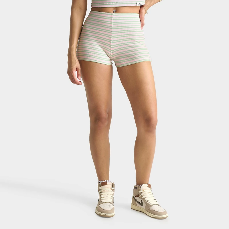 Women's Unlike Humans Ribbed Striped Mini Shorts