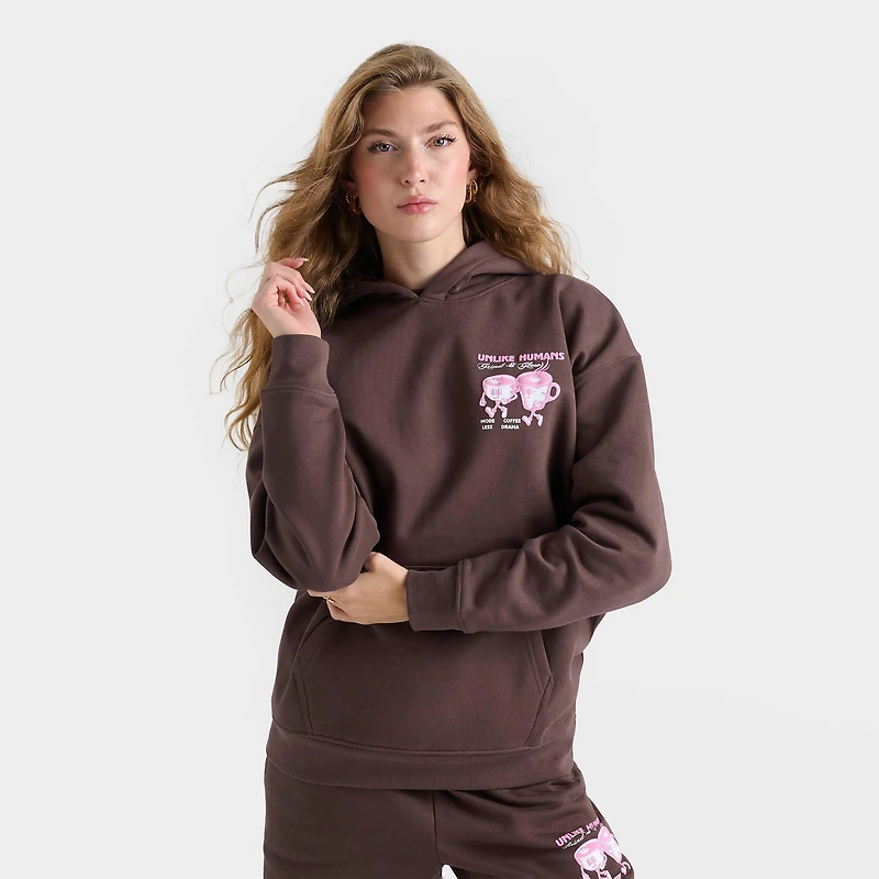 Women's Unlike Humans Coffee Club Oversized Pullover Hoodie