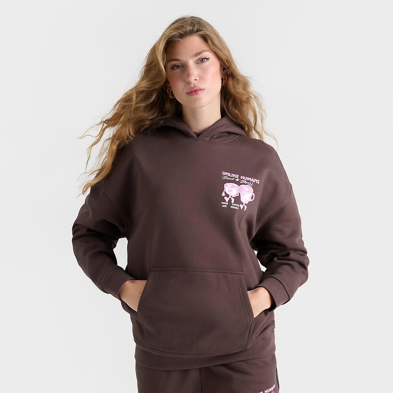 Women's Unlike Humans Coffee Club Oversized Pullover Hoodie