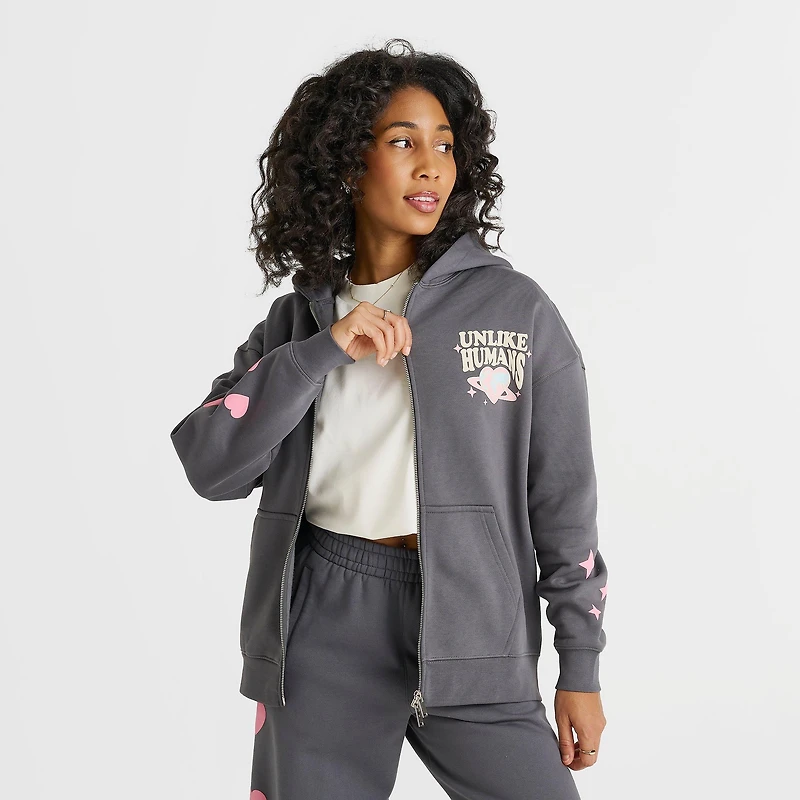 Women's Unlike Humans Saturn Heart Full-Zip Hoodie