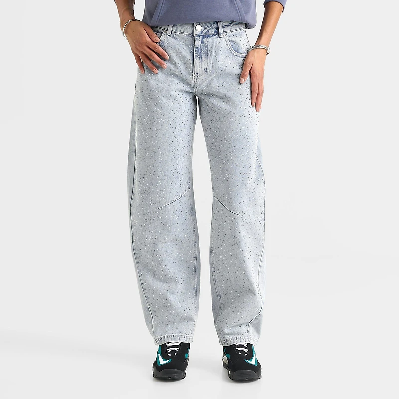 Women's Unlike Humans Rhinestone Baggy Jeans
