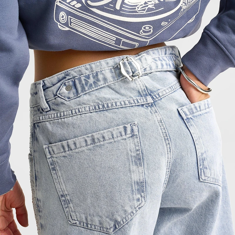 Women's Unlike Humans Rhinestone Baggy Jeans