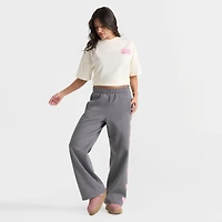 Women's Unlike Humans Heart Wide-Leg Fleece Jogger Pants
