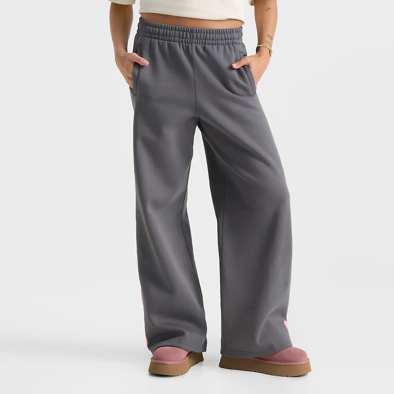 Women's Unlike Humans Heart Wide-Leg Fleece Jogger Pants