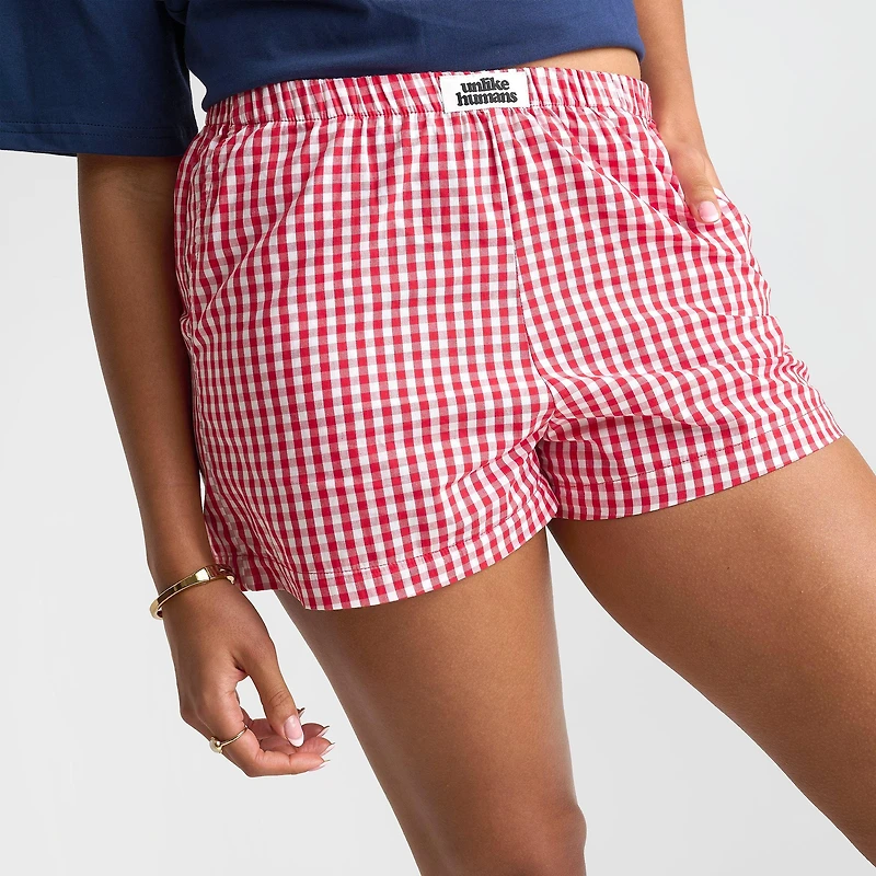 Women's Unlike Humans Gingham Boxer Shorts