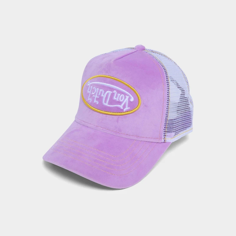 Von Dutch Reverse Logo Velvet Trucker Hat